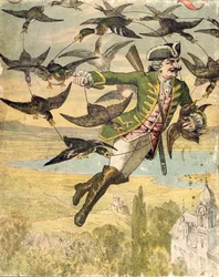 ミュンヒハウゼン男爵の冒険、ライプツィヒ、1880年頃のイラスト